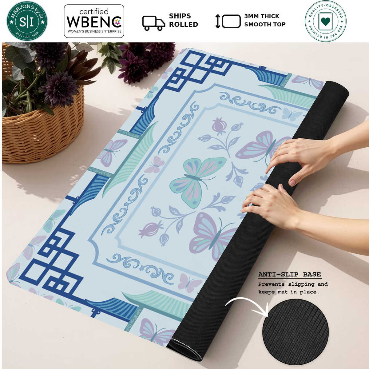 Enchanted Butterfly mahjong mat — Rolled Mat Feature Image