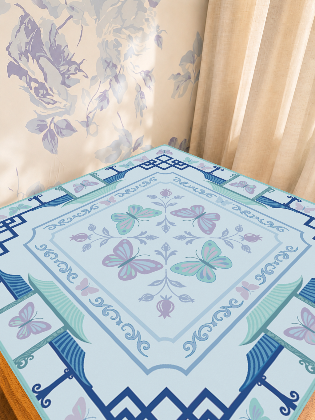 Enchanted Butterfly mahjong mat — Sunlit Detail