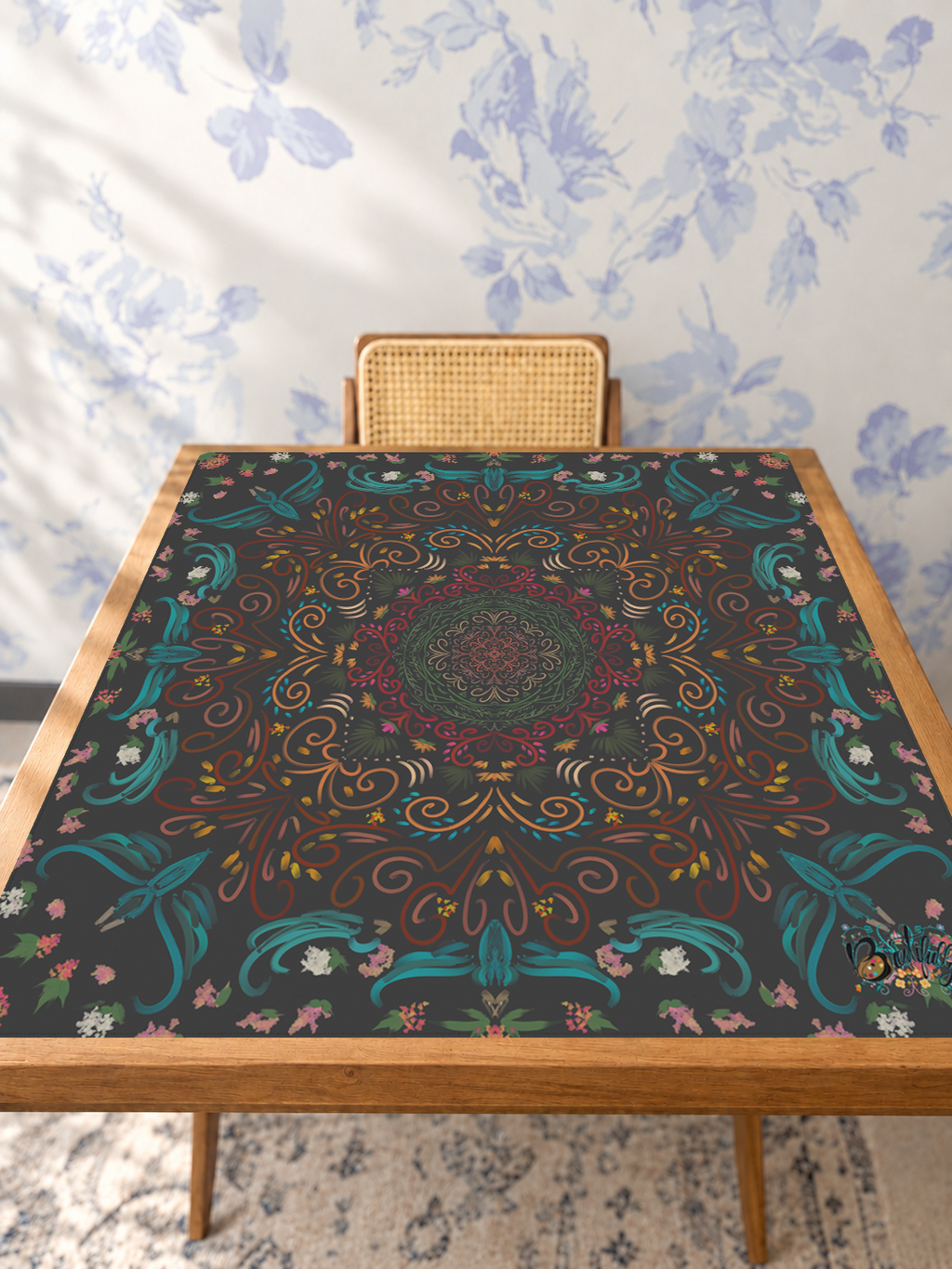 Enchanted Evenings mahjong mat — Studio Table Angle