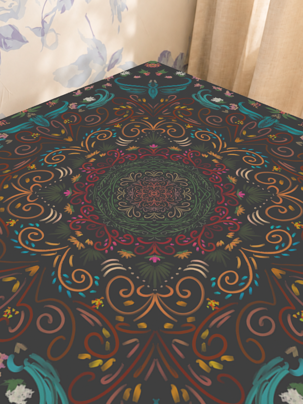 Enchanted Evenings mahjong mat — Sunlit Close-up
