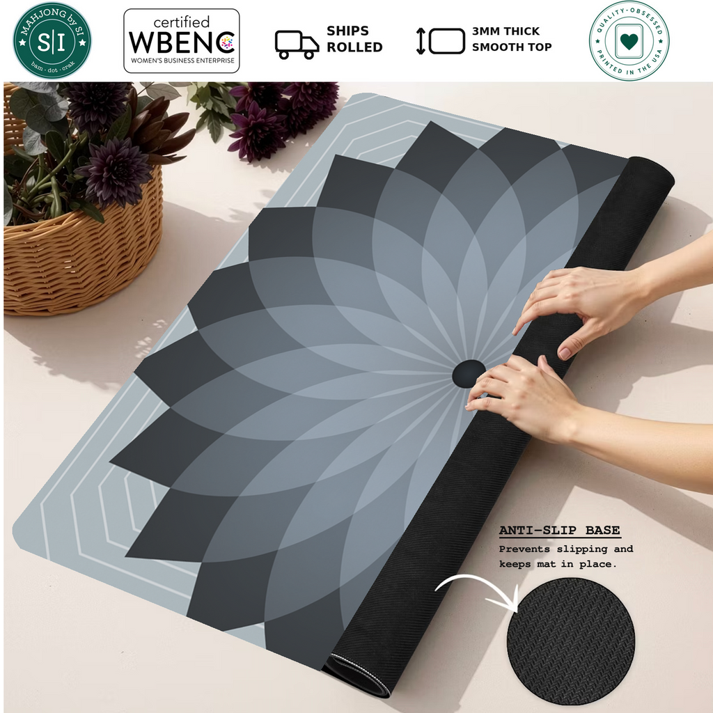 Eternal Mandala | Grey mahjong mat — Rolled Mat Feature Image