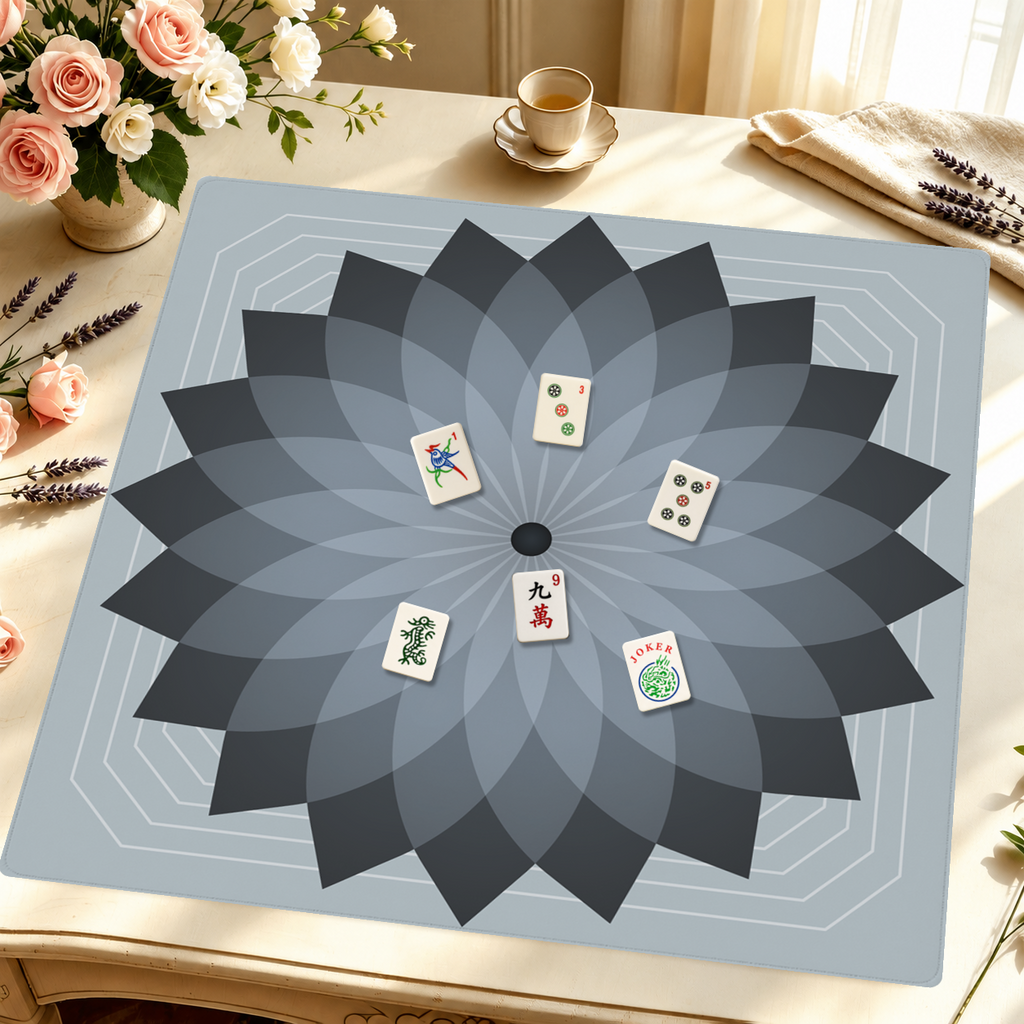 Eternal Mandala | Grey mahjong mat — Styled Tile Table