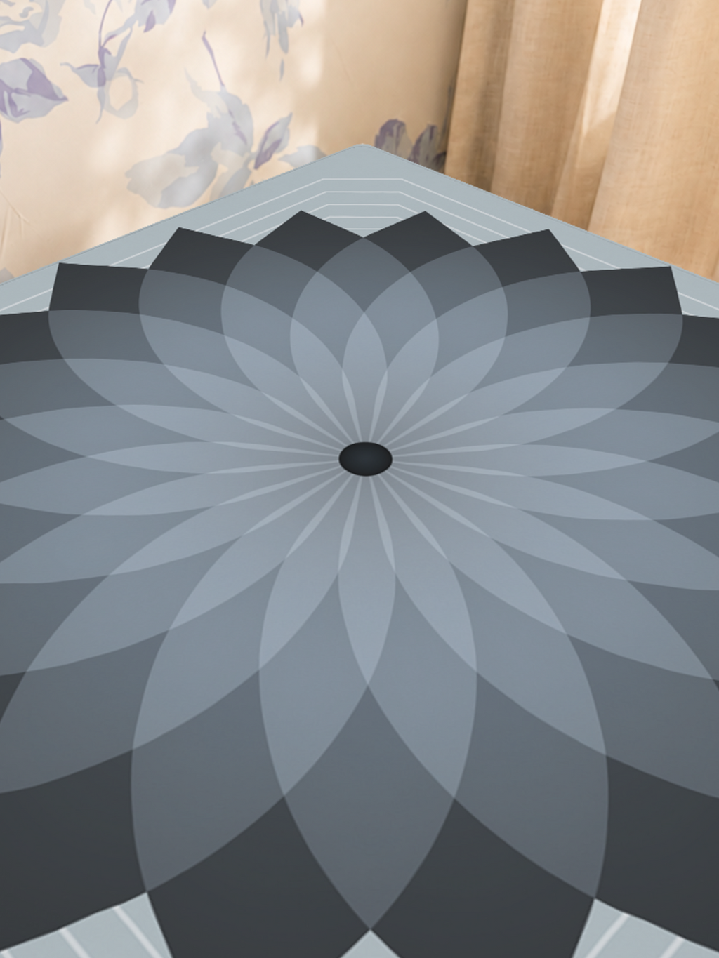 Eternal Mandala | Grey mahjong mat — Sunlit Close-up