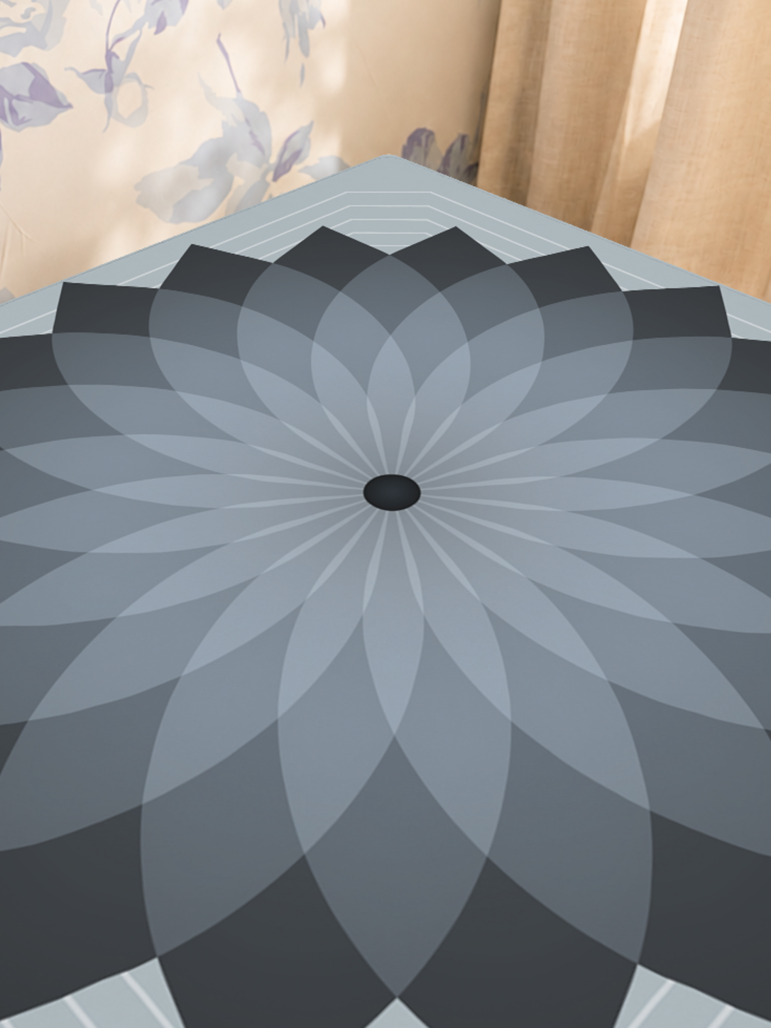 Eternal Mandala | Grey mahjong mat — Sunlit Close-up