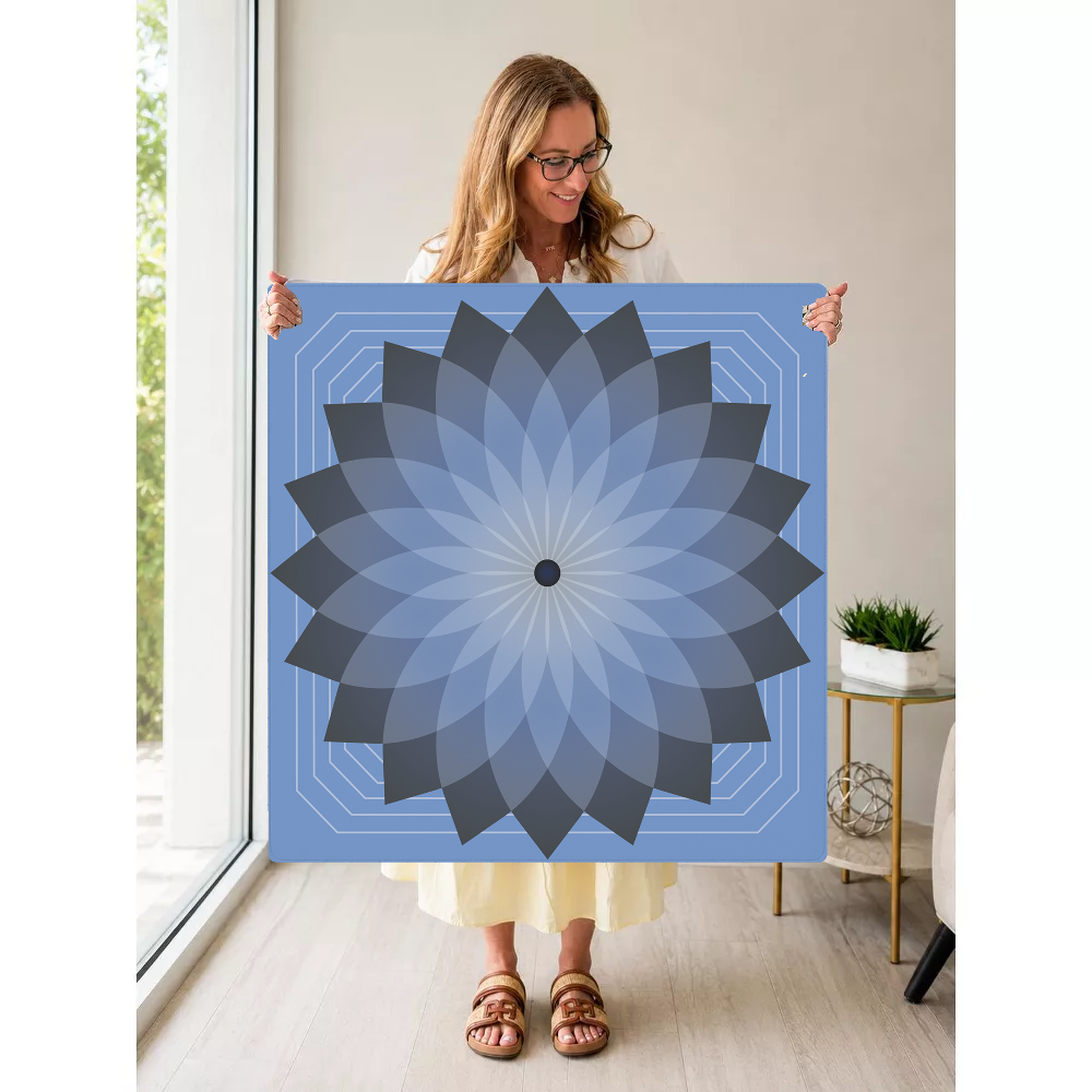 Eternal Mandala | Blue mahjong mat — Held Mat Portrait