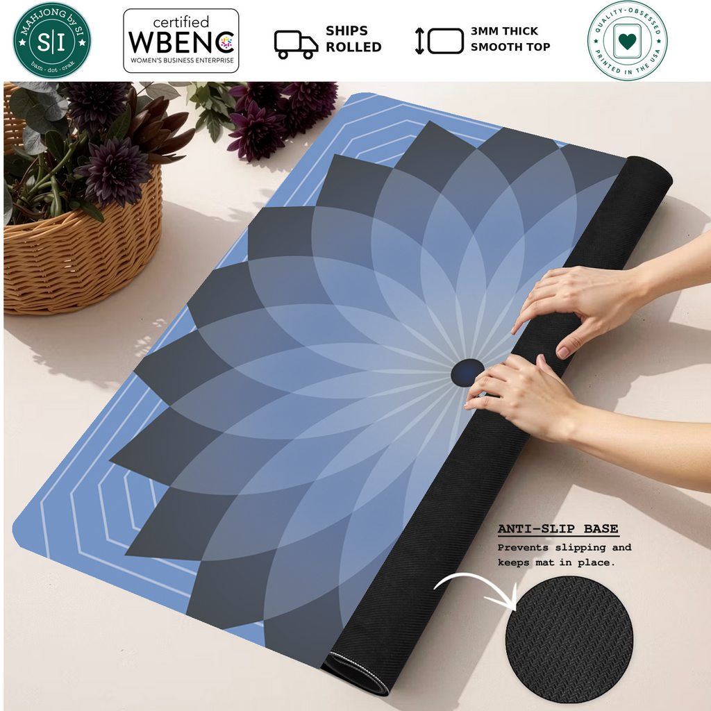 Eternal Mandala | Blue mahjong mat — Rolled Mat Feature Image