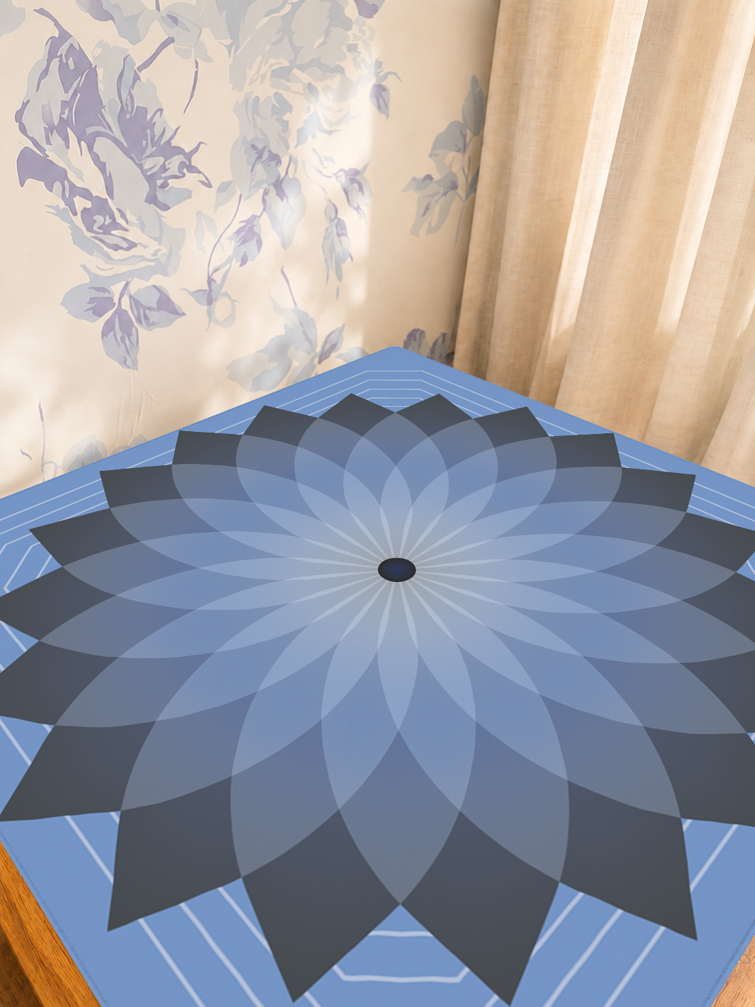 Eternal Mandala | Blue mahjong mat — Sunlit Detail