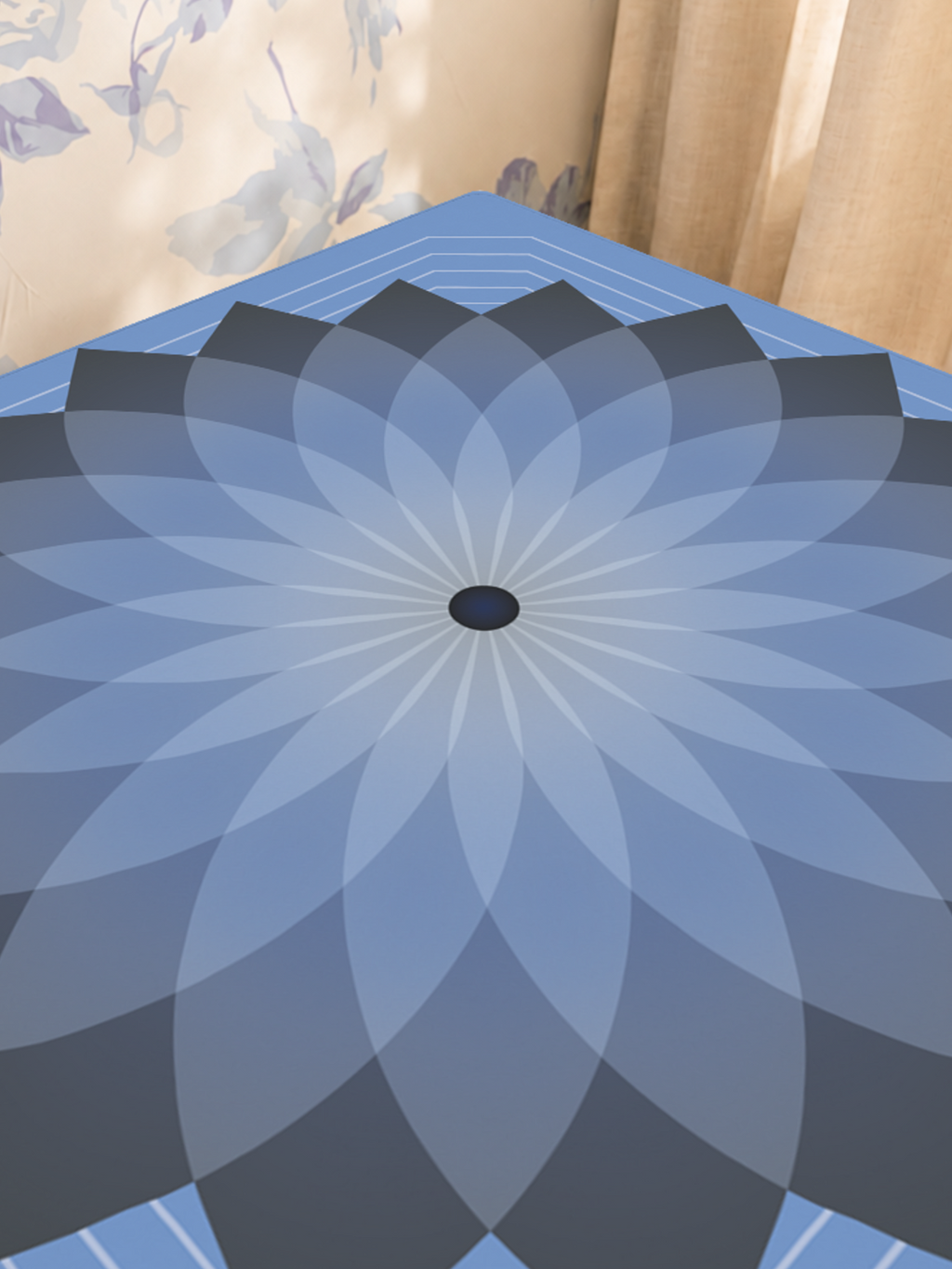 Eternal Mandala | Blue mahjong mat — Sunlit Close-up