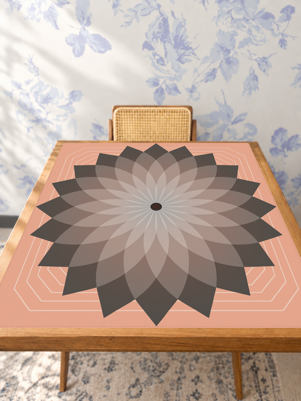 Eternal Mandala | Pink mahjong mat — Studio Table Angle