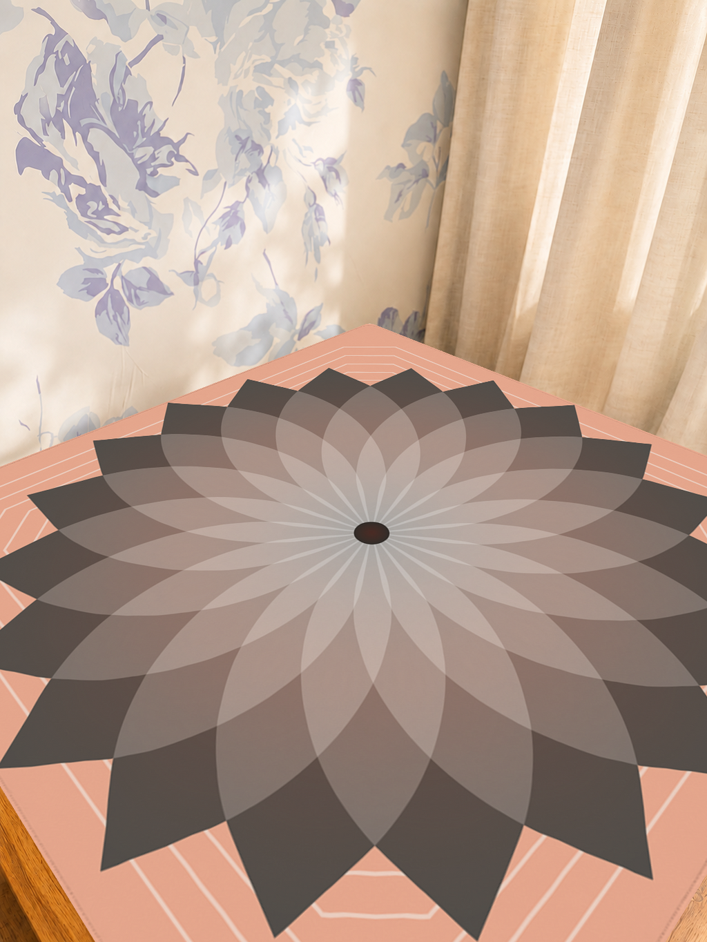 Eternal Mandala | Pink mahjong mat — Sunlit Detail
