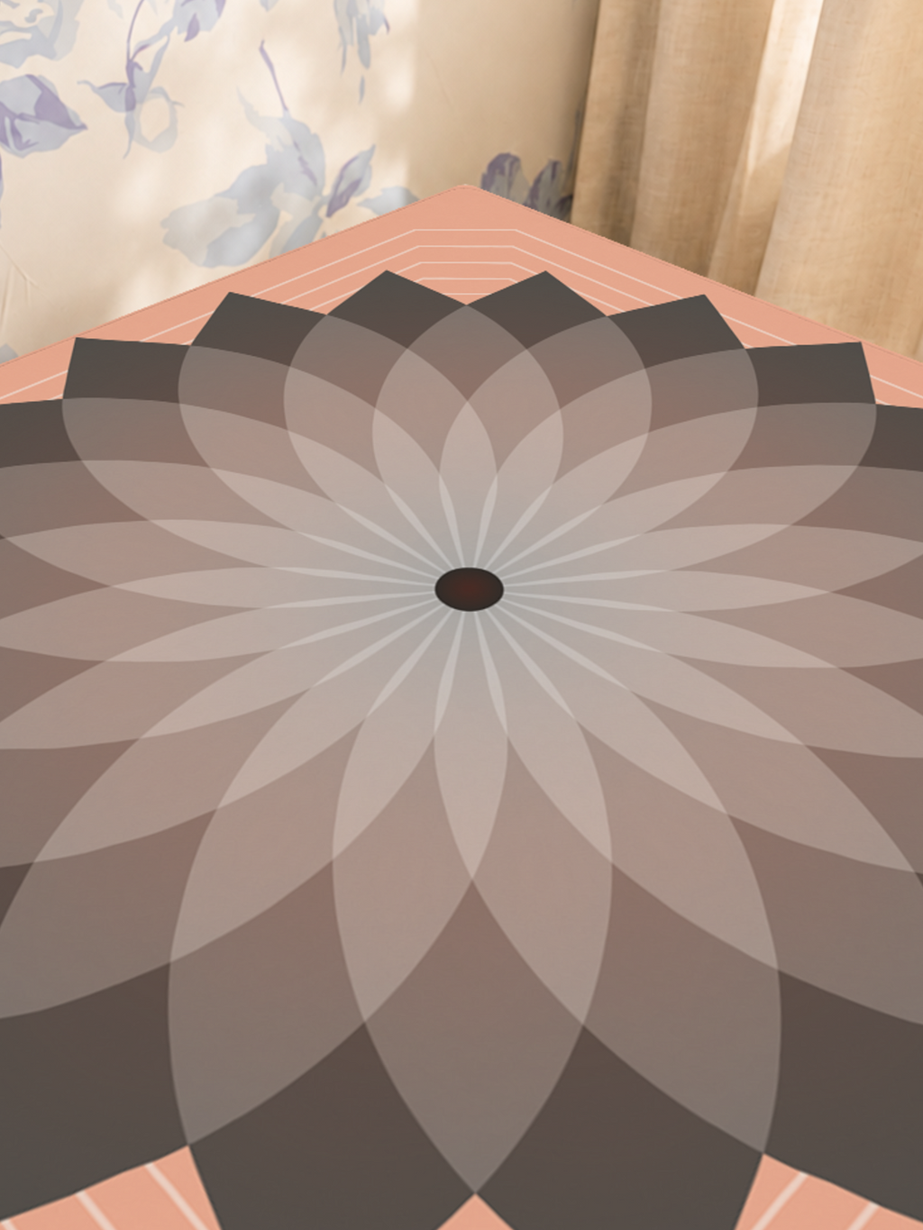 Eternal Mandala | Pink mahjong mat — Sunlit Close-up