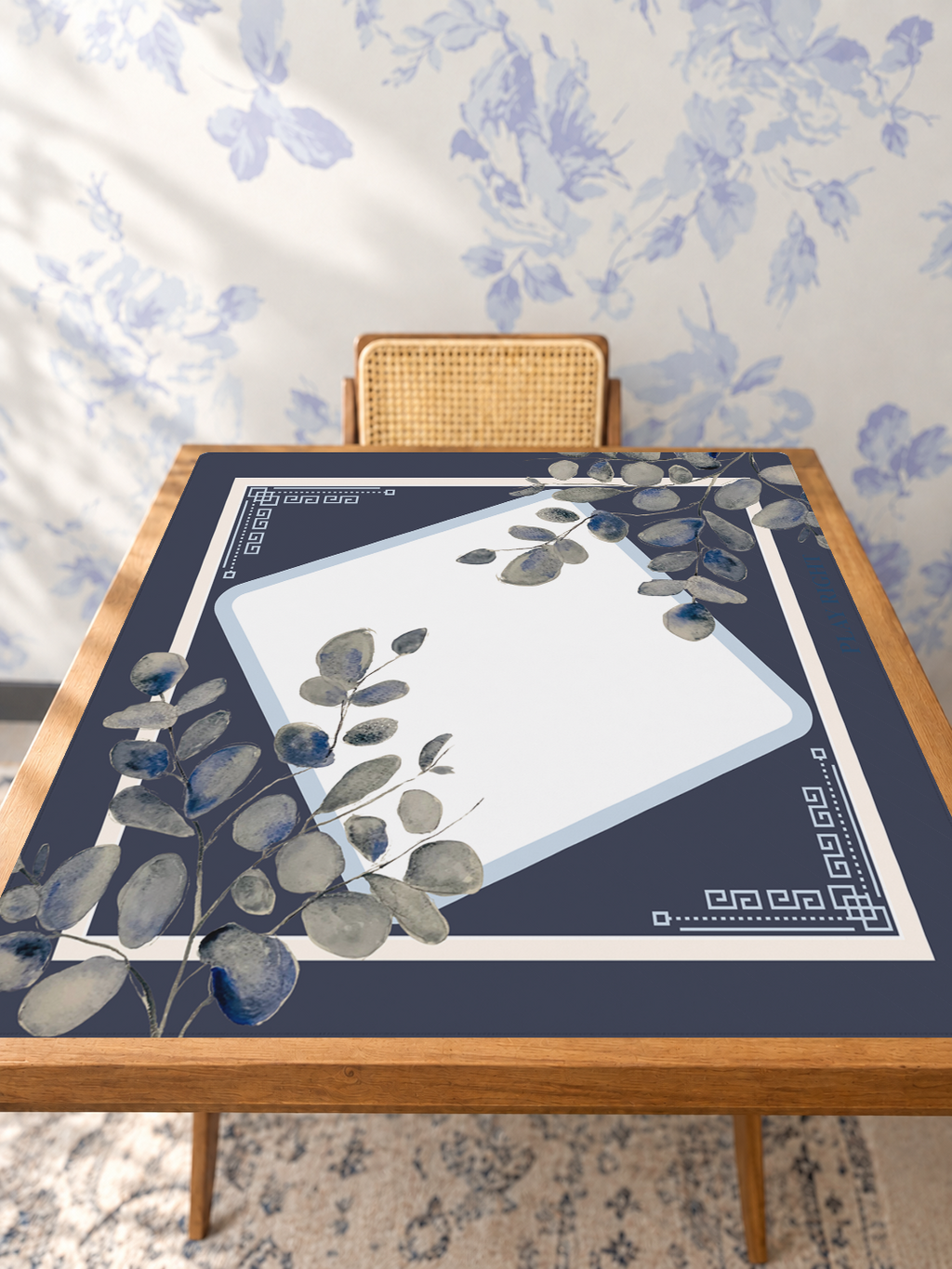 Eucalyptus Please mahjong mat — Studio Table Angle