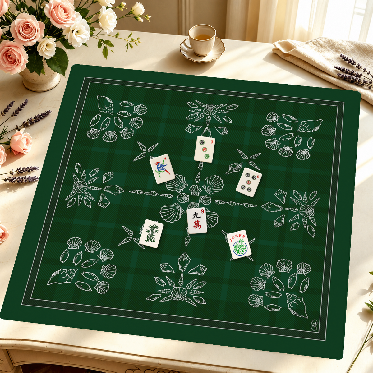 Evergreen Compass mahjong mat — Styled Tile Table
