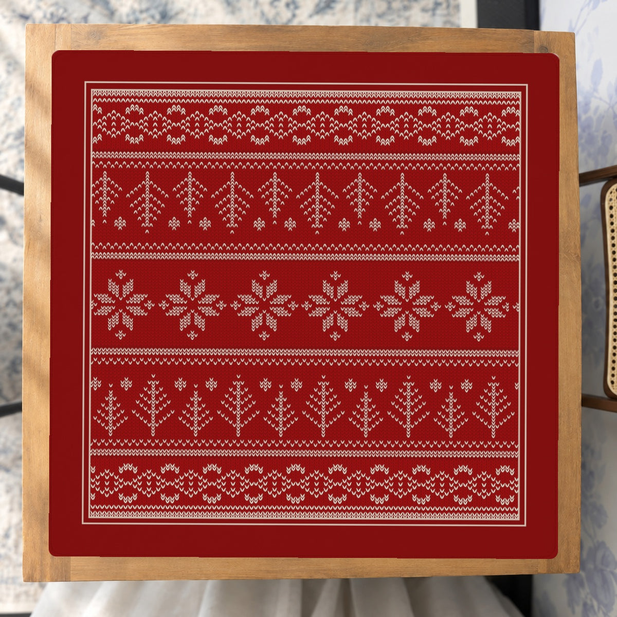 Mahjong by SI™ Fair Isle Be Home for Christmas Mahjong Mat — Studio Overhead [studio-overhead-square]