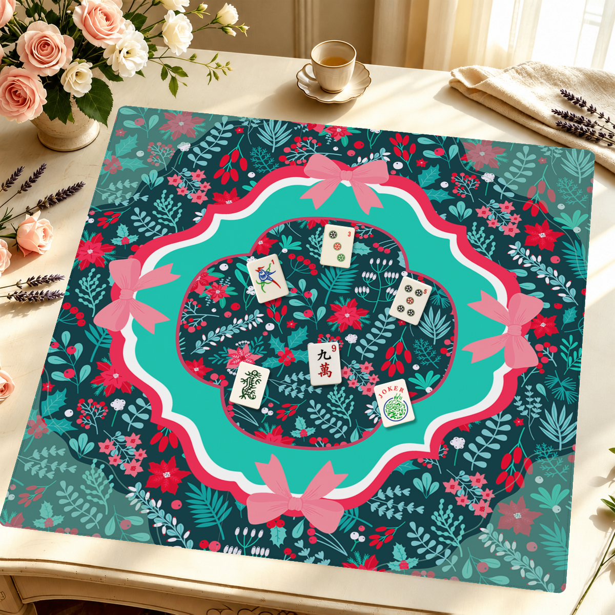 Festive Foliage mahjong mat — Styled Tile Table