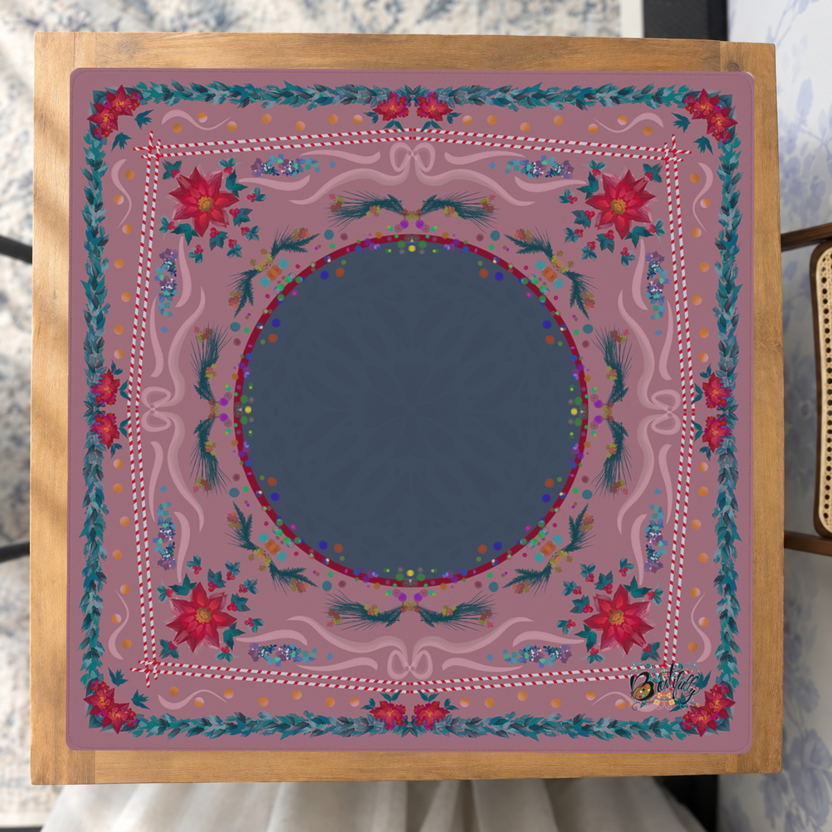 Festive Wreath Wonder mahjong mat — Studio Overhead
