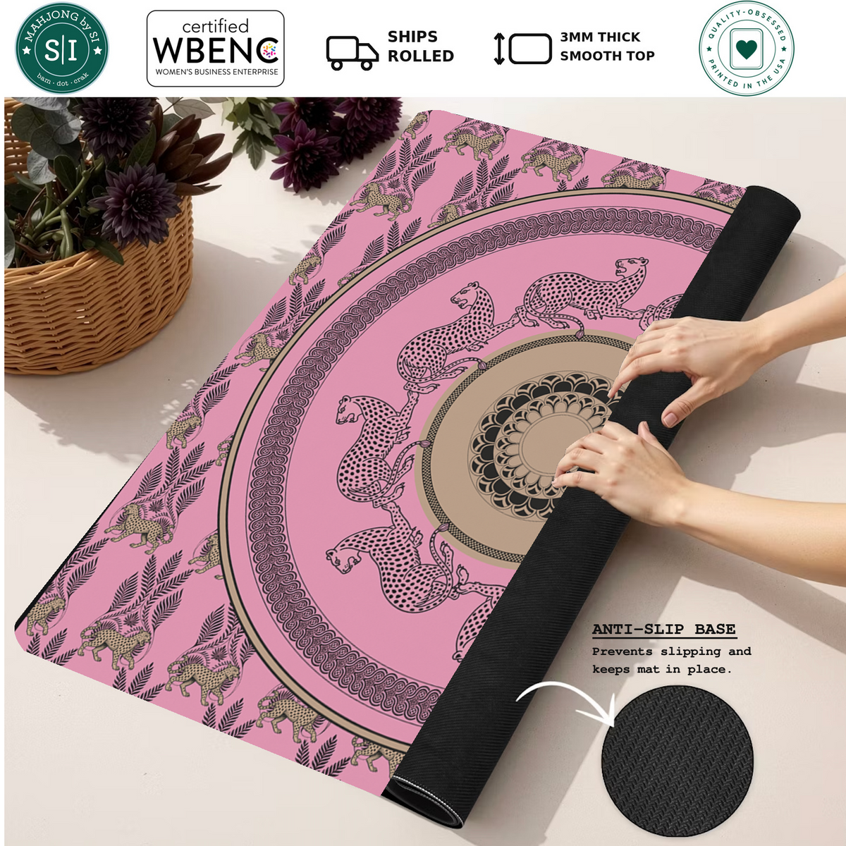 Fiera Rosa mahjong mat — Rolled Mat Feature Image