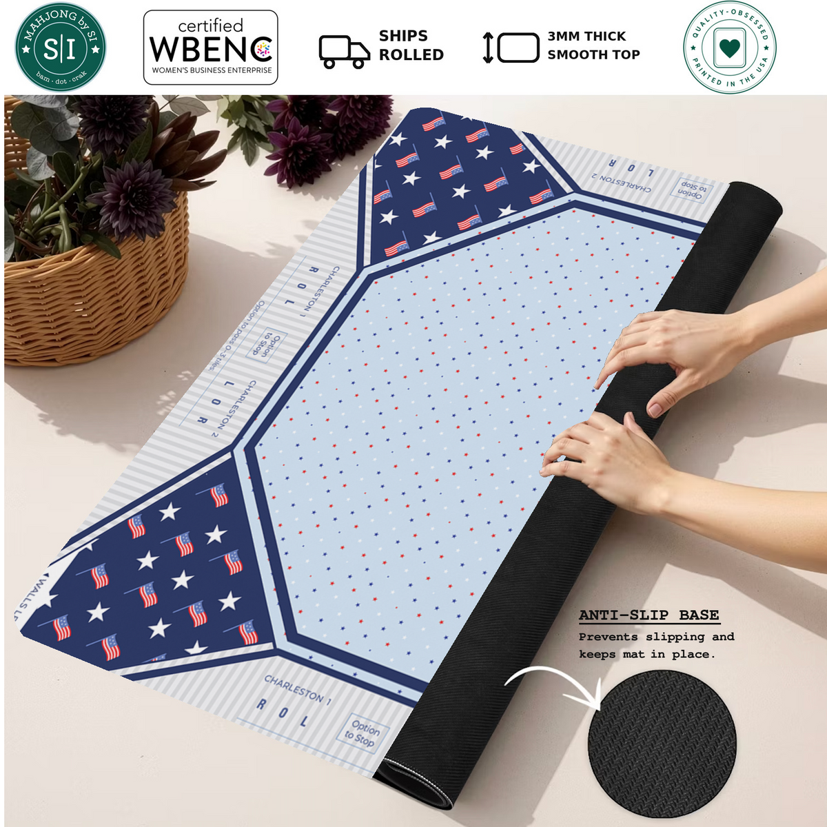 Flag Day Flair mahjong mat — Rolled Mat Feature Image