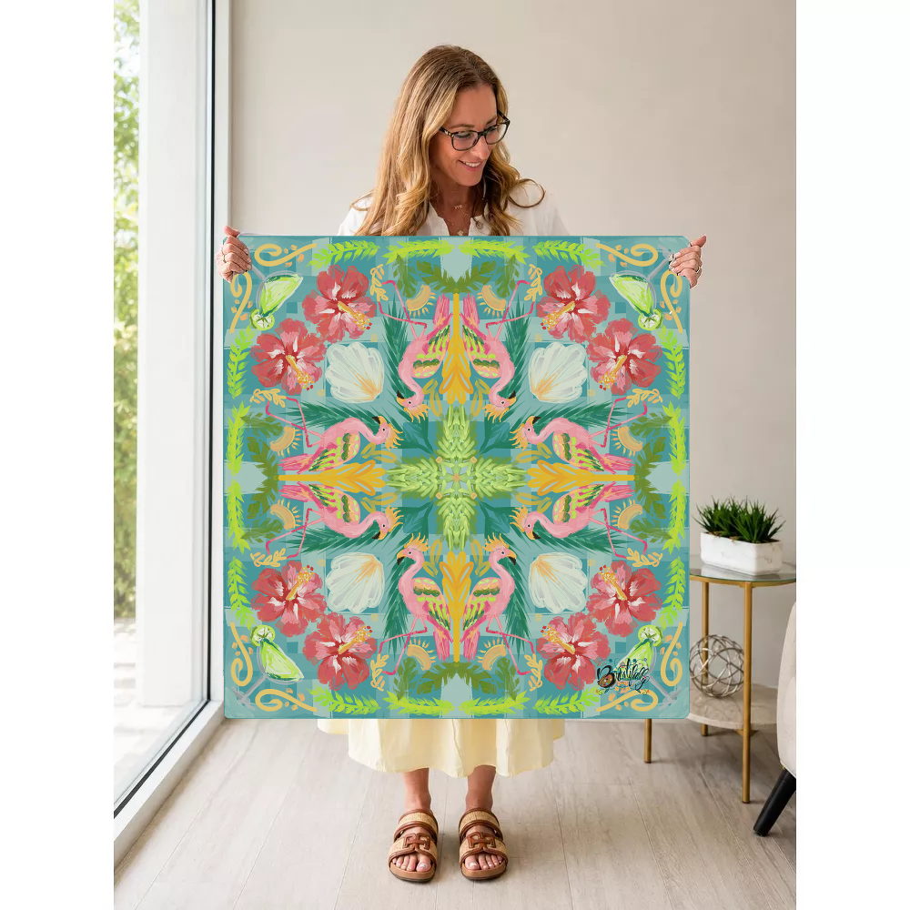 Flamingle and Bloom mahjong mat — Held Mat Portrait