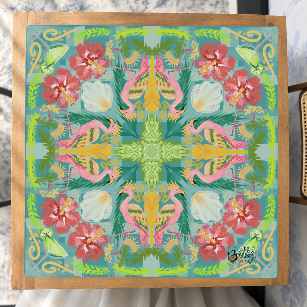 Flamingle and Bloom mahjong mat — Studio Overhead