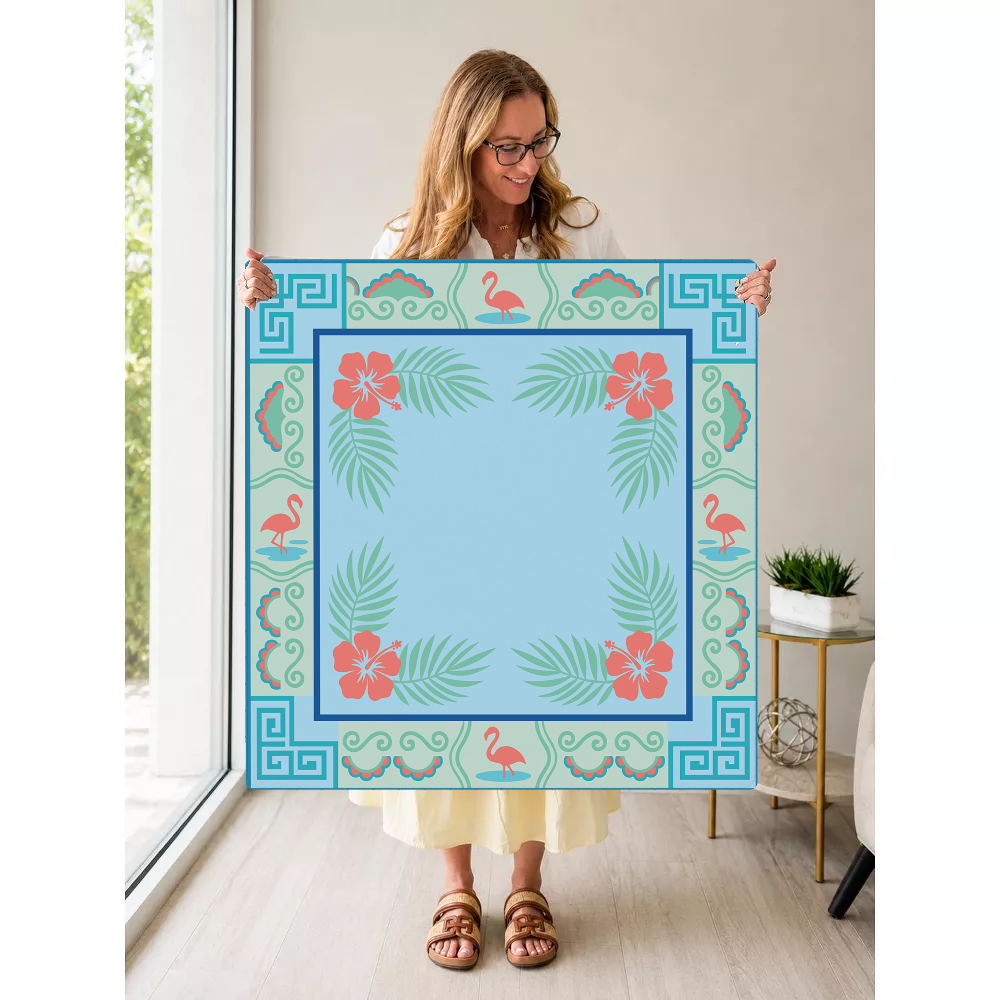 Flamingo Fandango mahjong mat — Held Mat Portrait