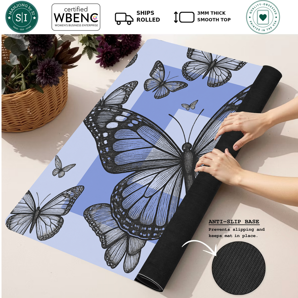 Flight Club | Blue mahjong mat — Rolled Mat Feature Image