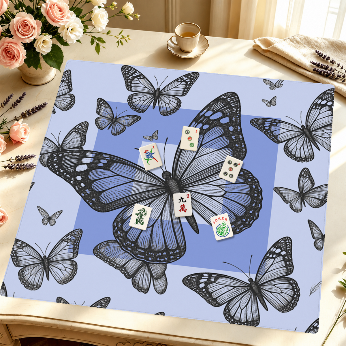 Flight Club | Blue mahjong mat — Styled Tile Table