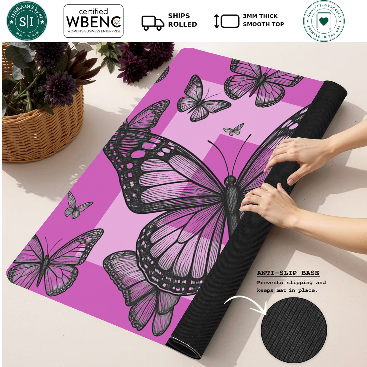 Flight Club | Purple mahjong mat — Rolled Mat Feature Image