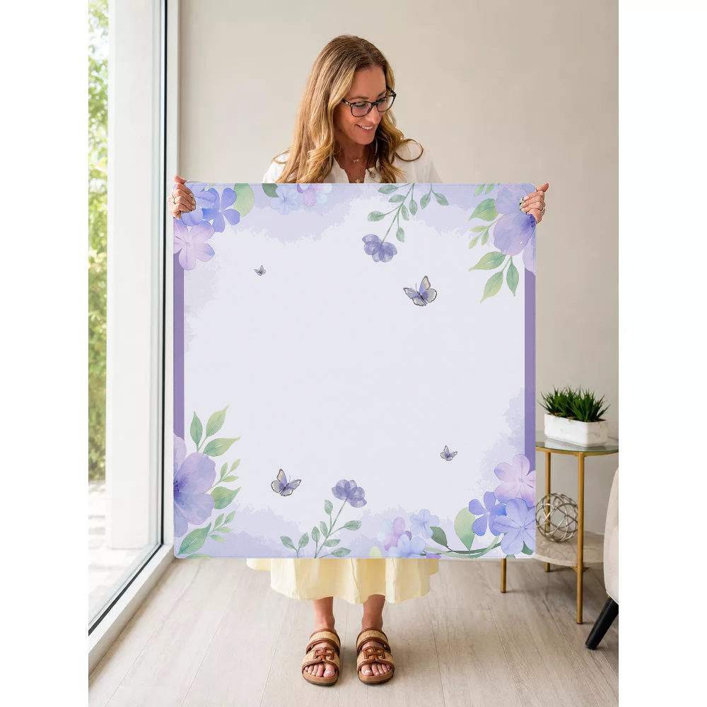 Flights Of Floral  | Purple mahjong mat — Held Mat Portrait