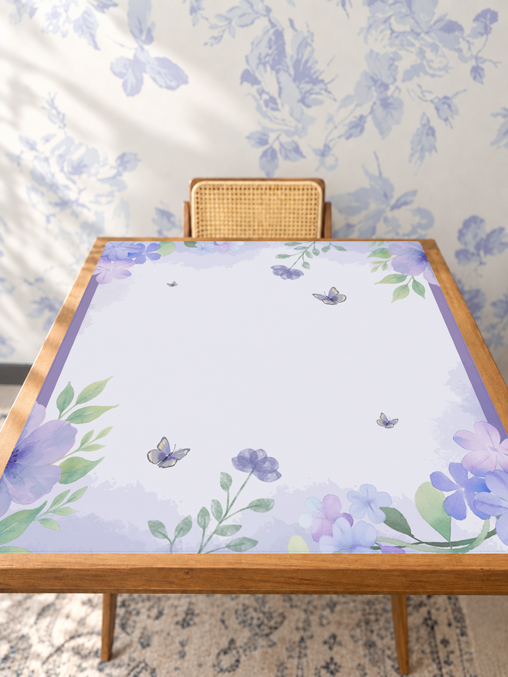 Flights Of Floral  | Purple mahjong mat — Studio Table Angle