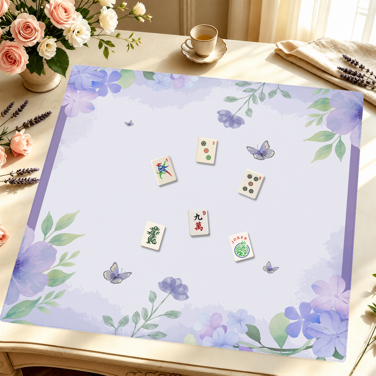 Flights Of Floral  | Purple mahjong mat — Styled Tile Table
