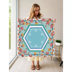 Floral Hexception mahjong mat — Held Mat Portrait
