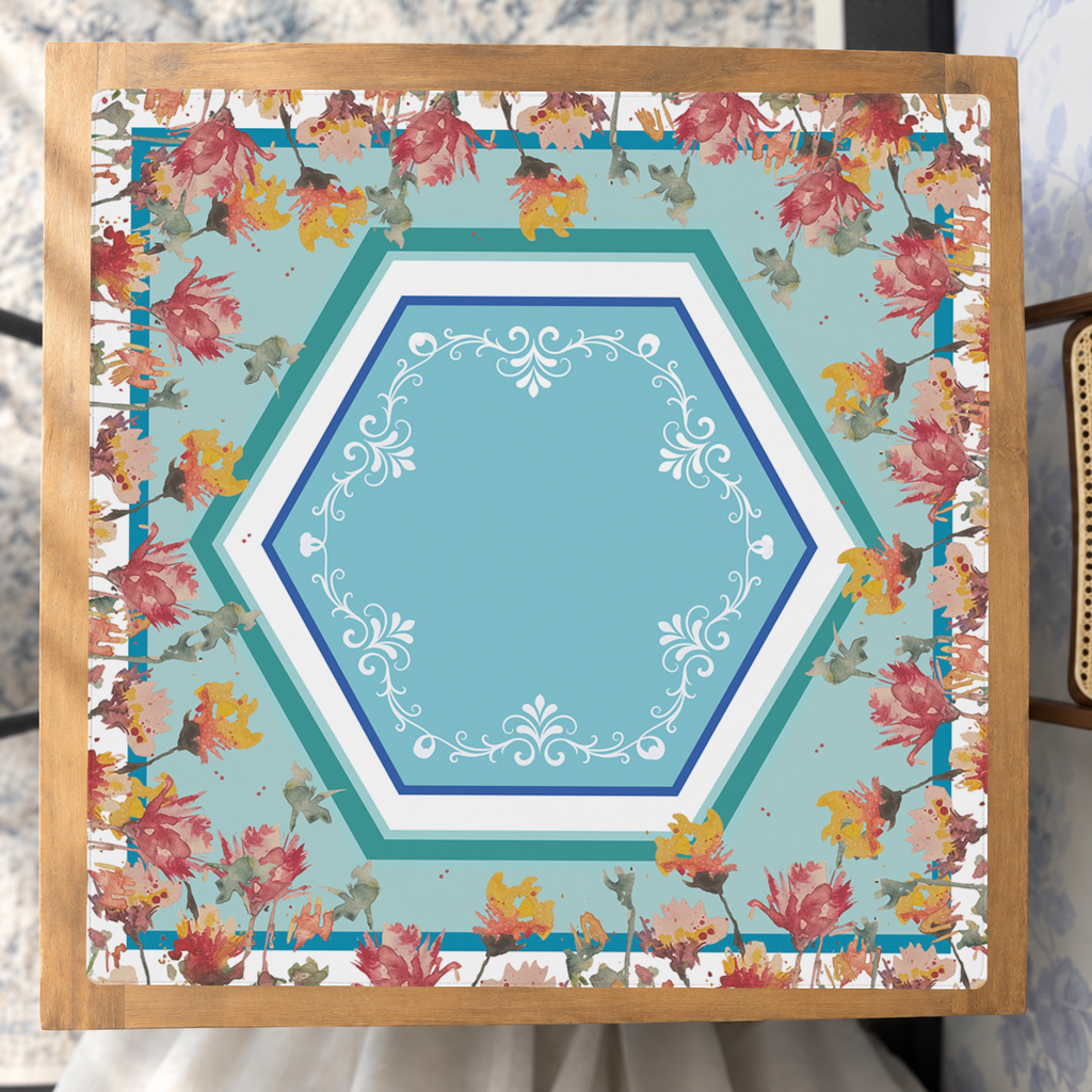 Floral Hexception mahjong mat — Studio Overhead