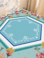 Floral Hexception mahjong mat — Sunlit Close-up