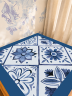 Flower Tile Power | Blue mahjong mat — Sunlit Detail