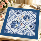 Flower Tile Power | Blue mahjong mat — Styled Tile Table