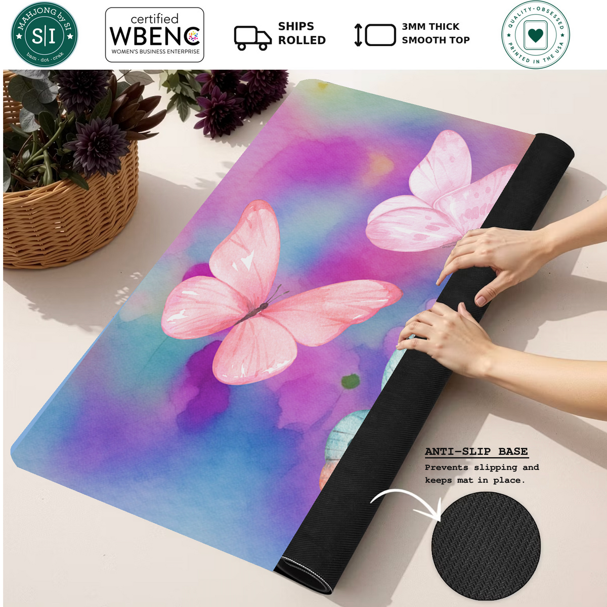 Flutter Weather| Blue mahjong mat — Rolled Mat Feature Image