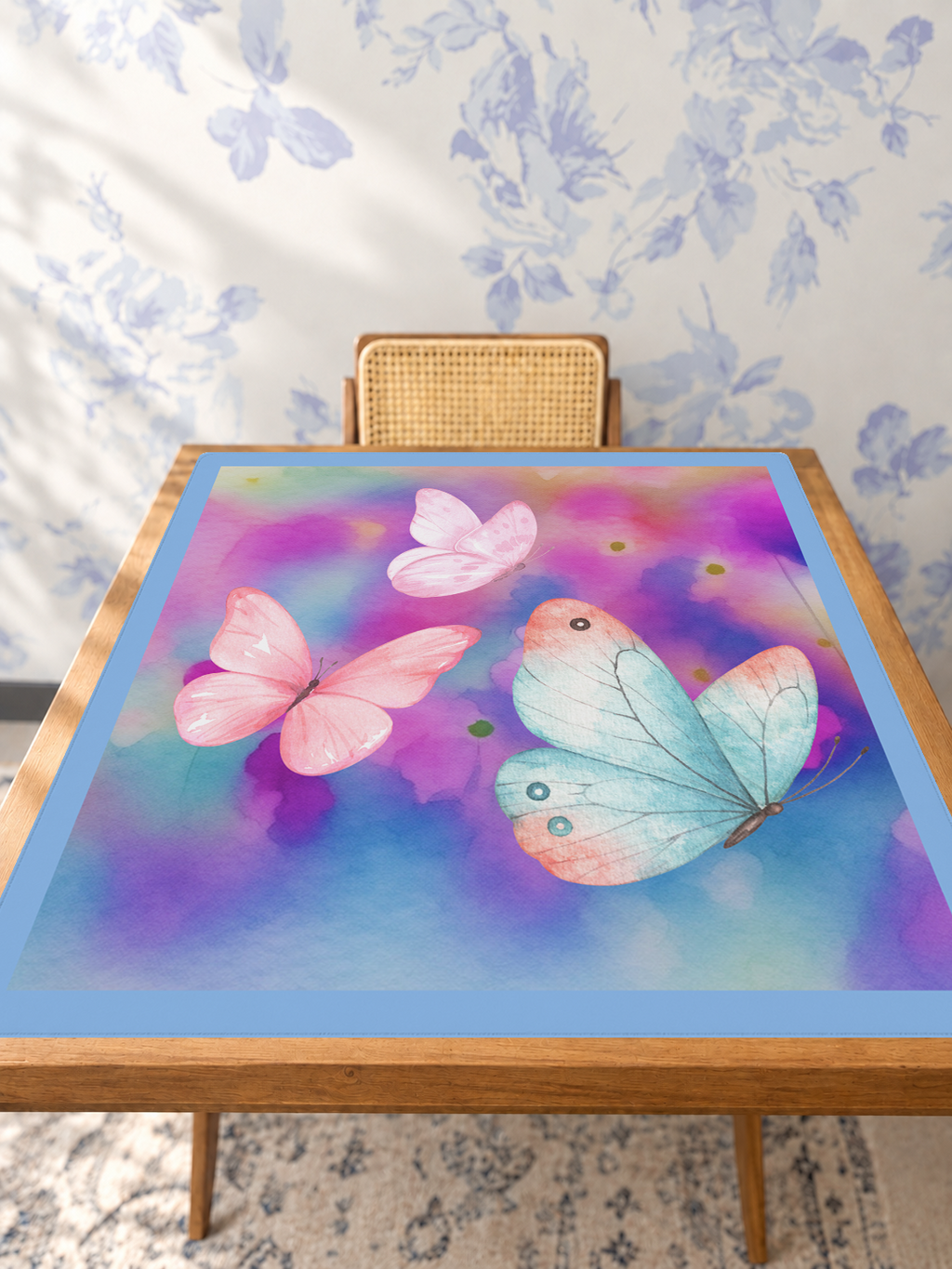 Flutter Weather| Blue mahjong mat — Studio Table Angle