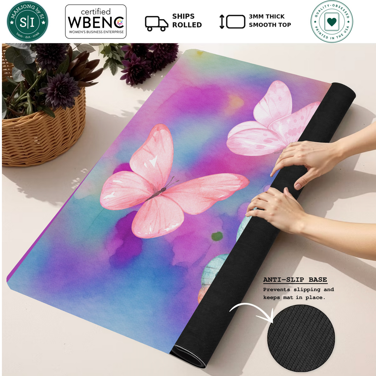 Flutter Weather Purple mahjong mat — Rolled Mat Feature Image