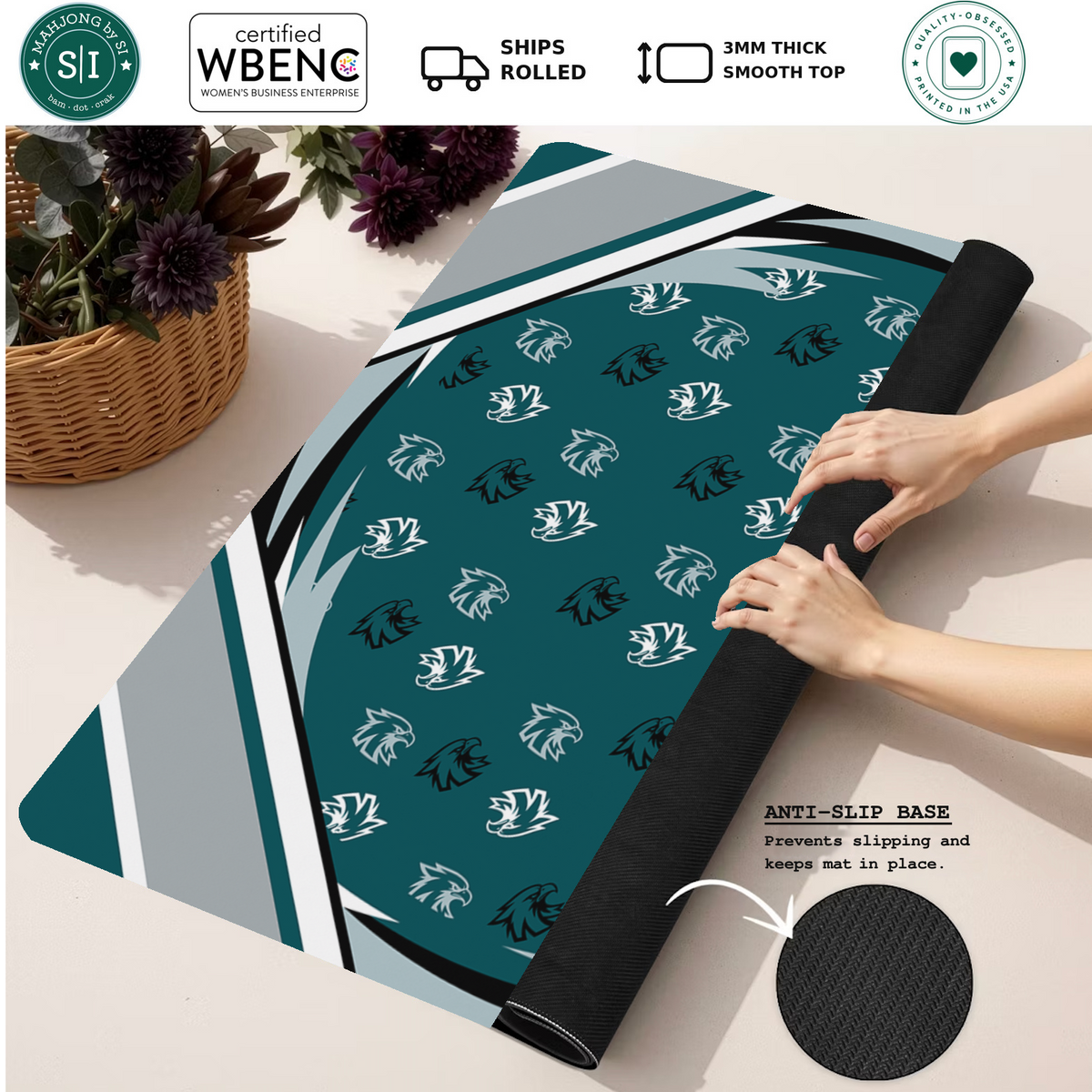 Fly Eagles Fly mahjong mat — Rolled Mat Feature Image