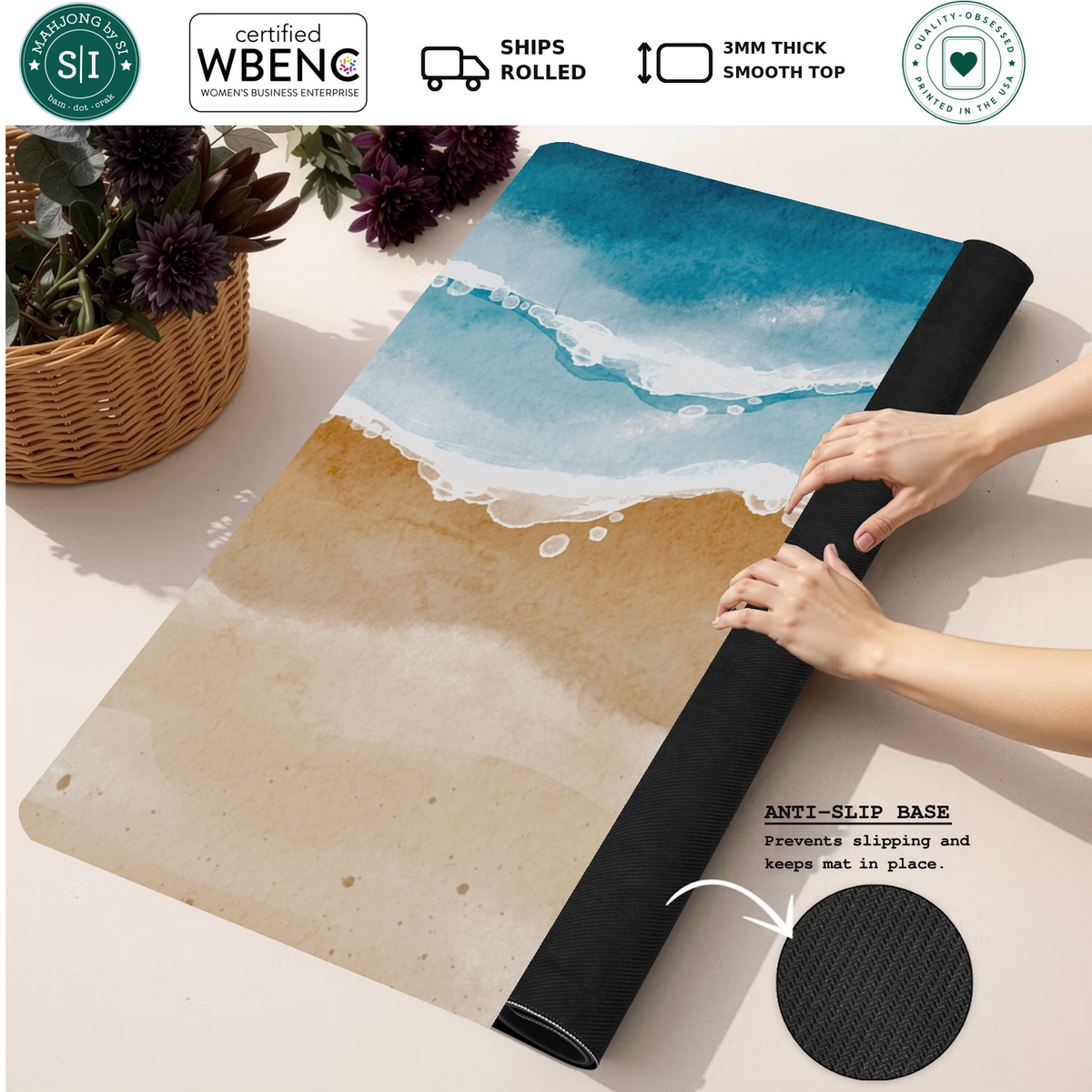 Foam at Last mahjong mat — Rolled Mat Feature Image