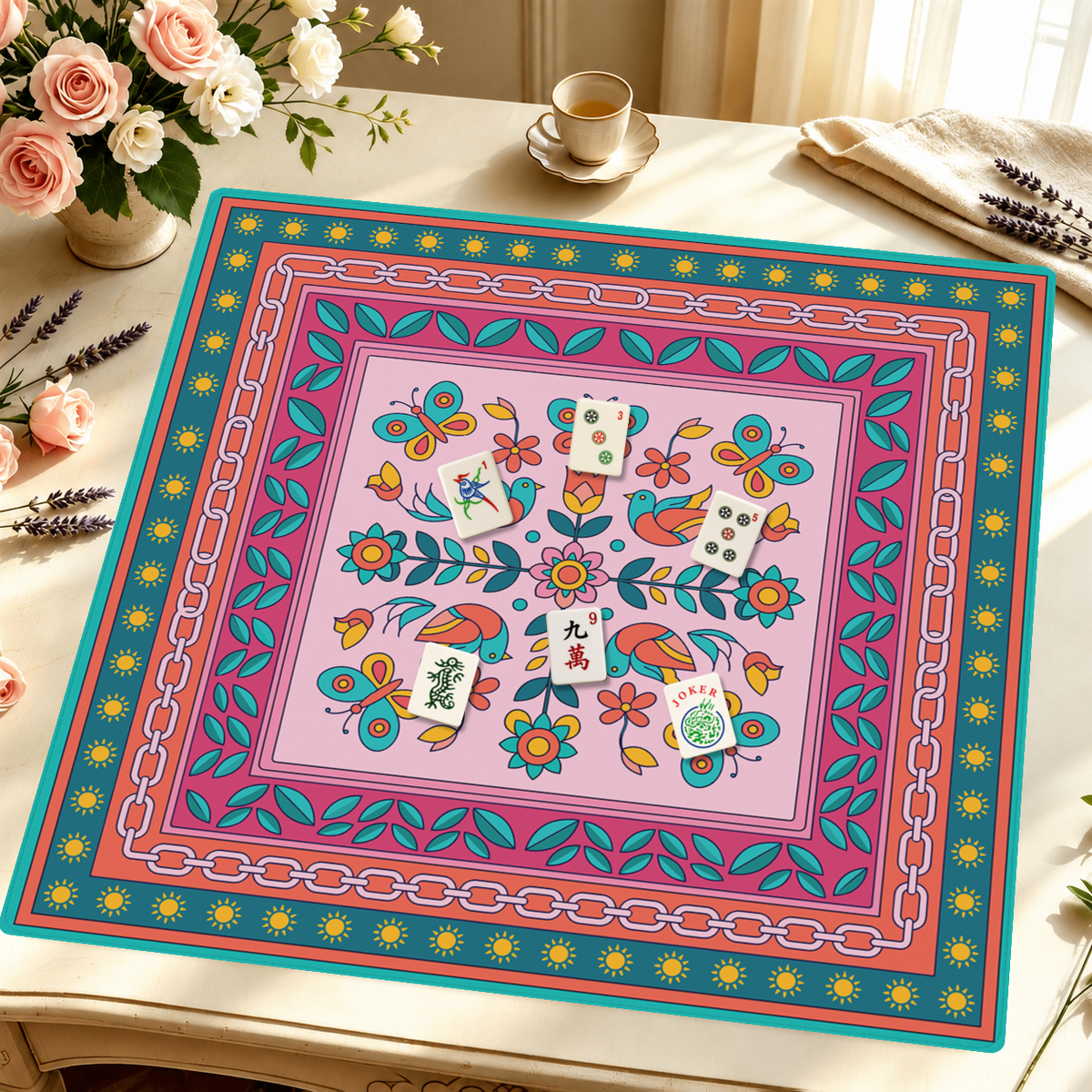 Folklore on the Floor mahjong mat — Styled Tile Table