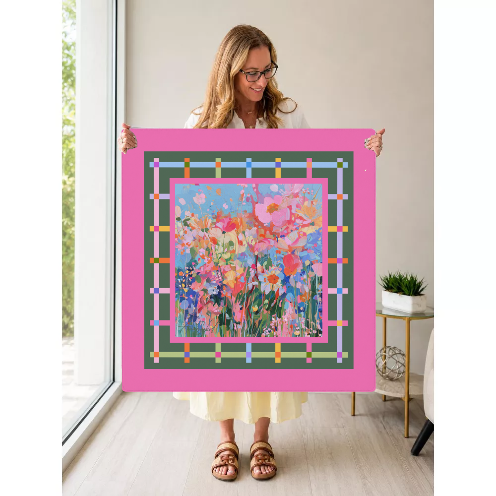 Friends & Florals mahjong mat — Held Mat Portrait