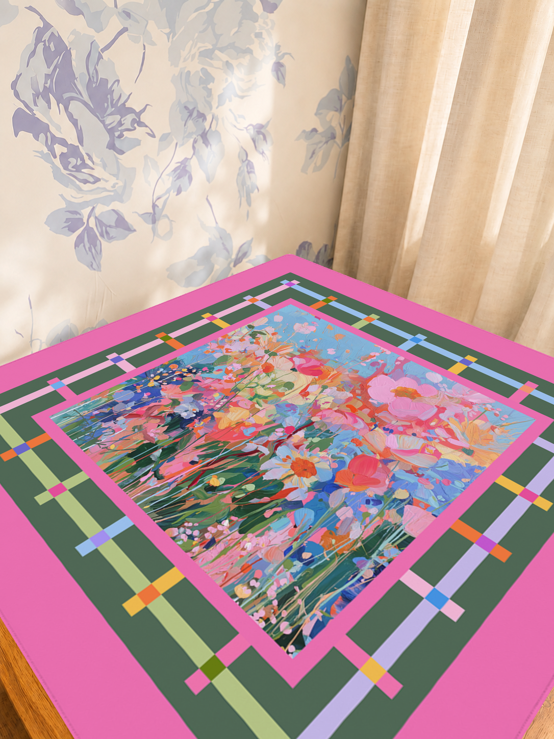 Friends & Florals mahjong mat — Sunlit Detail