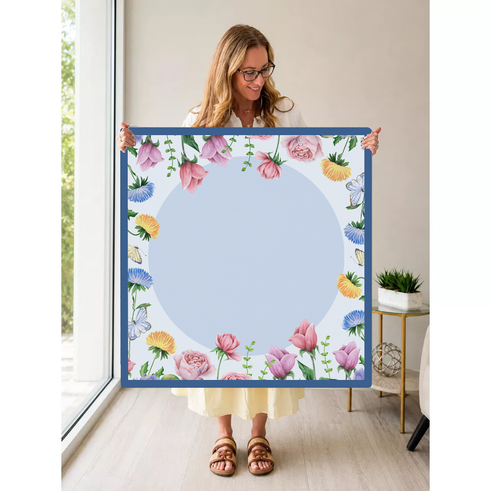 Full Bloom | Blue Circle mahjong mat — Held Mat Portrait