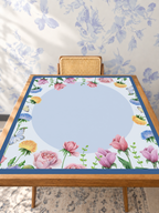 Full Bloom | Blue Circle mahjong mat — Studio Table Angle