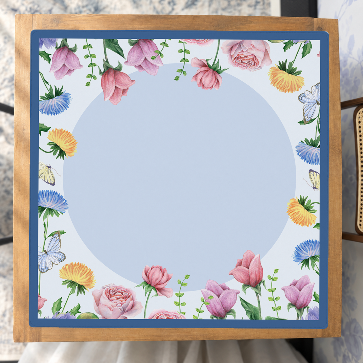 Full Bloom | Blue Circle mahjong mat — Studio Overhead