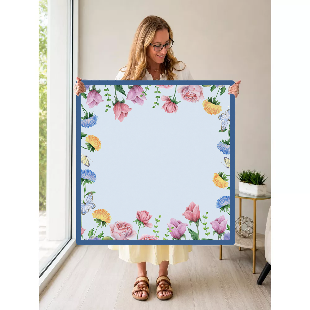 Full Bloom  | Blue mahjong mat — Held Mat Portrait