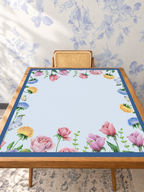 Full Bloom  | Blue mahjong mat — Studio Table Angle