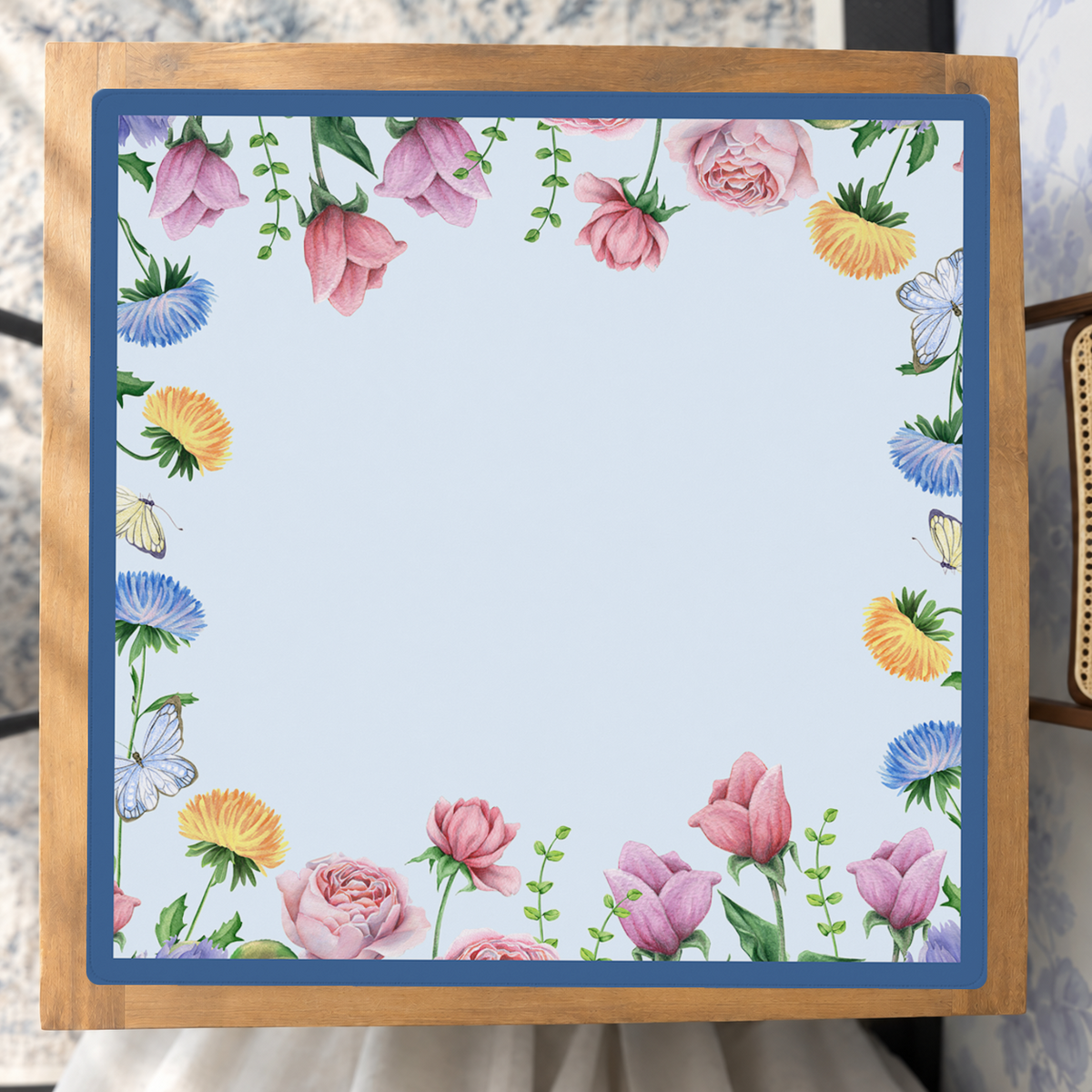 Full Bloom  | Blue mahjong mat — Studio Overhead